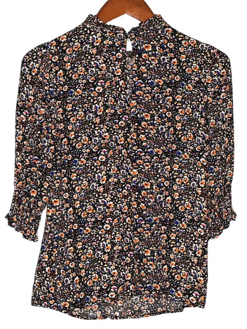 Boden Smocked Detail Printed Top in Multi Eden Bloom